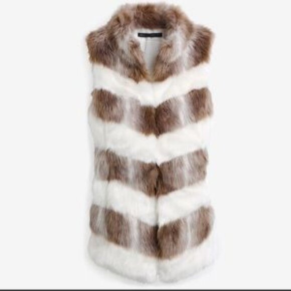 WHBM Faux Fur Chevron Vest w/ Hook and Eye Closure Size M EUC - Picture 11 of 11